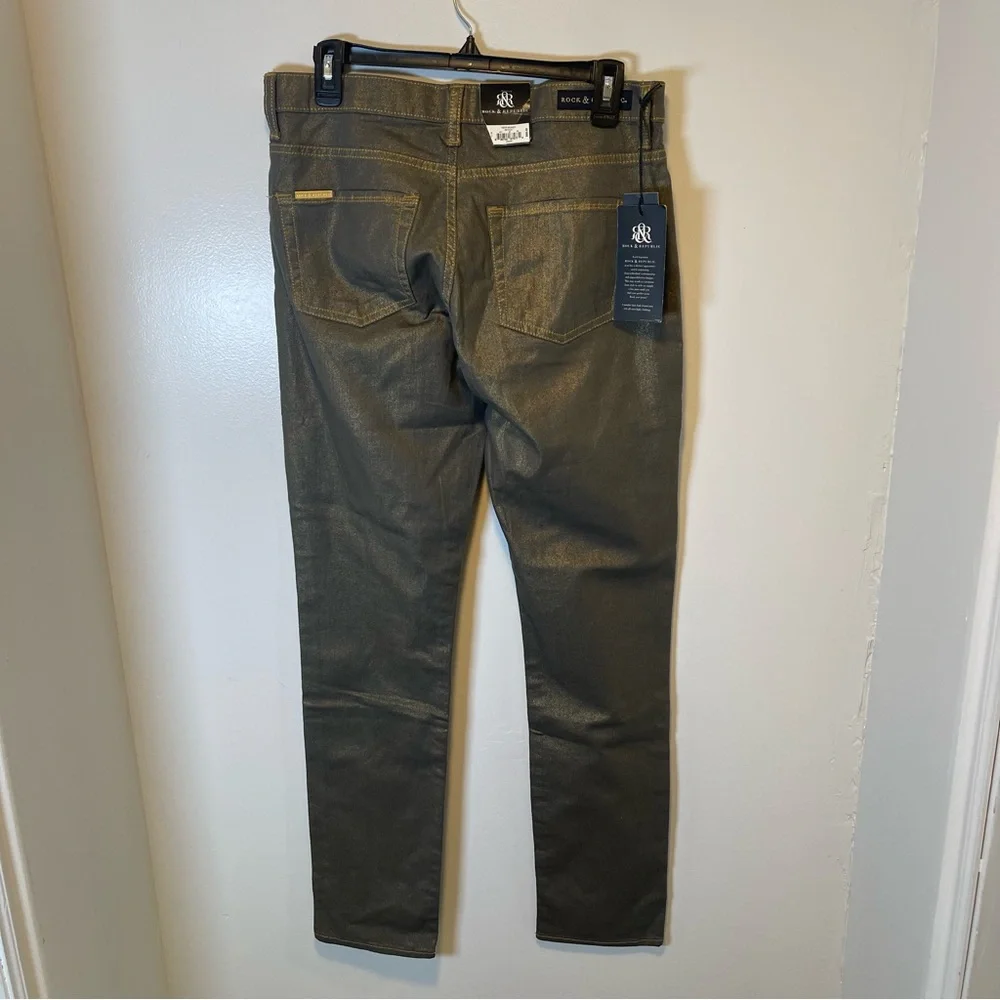 Rock & Republic new money gold shimmer jeans women's size 10 NWT‎